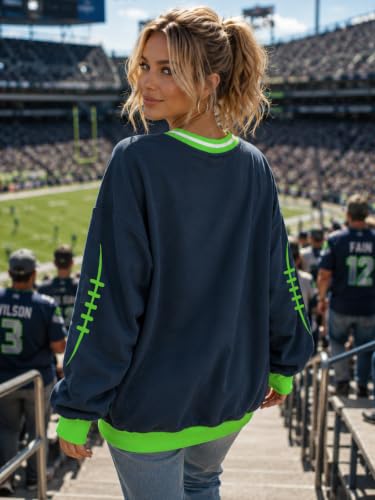 Oversized Football Sweatshirts Women Game Day Outfits Sunday Funday Jersey - color: S-deep Blue, size: Medium