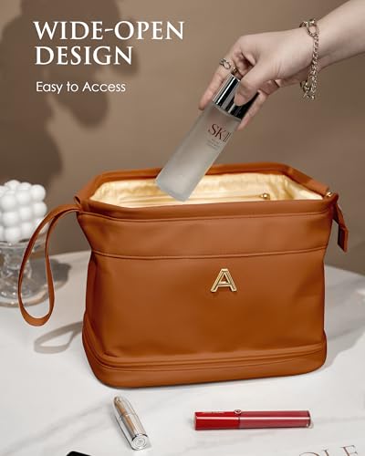 Women Gift Ideas, Personalized Makeup Bags, Monogrammed Gifts - color: Brown, style: L