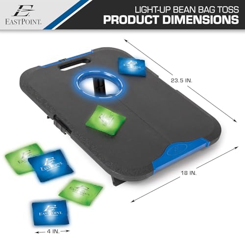 EastPoint Cornhole Set, 2 Targets, 8 Bean Bags, LED Lights, Outdoor Games - style: Light-Up Board - Black/Blue
