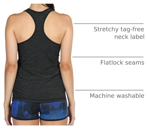 icyzone 3 Pack Women's Racerback Workout Tank Tops - color: Black/Granite/Green, size: XX-Large
