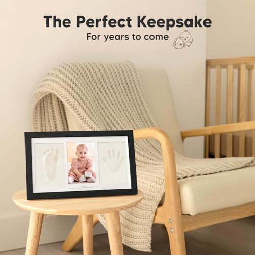 KeaBabies Baby Hand and Footprint Kit, Clay Keepsake Frame (Onyx Black) - color: Onyx Black, size: Duo Frame, 13" x 7.8"