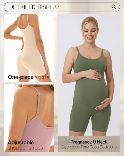 3 Pack Women's Maternity Jumpsuit Shorts - color: Apricot, Dusty Pink, Army Green, size: Small