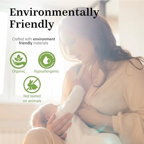 Reusable Non-Slip Nursing Pads, 14 Washable Organic Cotton Breast Pads, Ultra Absorbent & Leakproof, Soft, Thin & Discreet, Comfortable for Sensitive Skin, Postpartum Essential