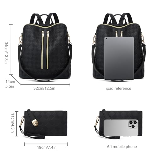 Makes Backpack Purse for Women PU Leather Casual Backpack Daily Travel Bag - color: Black Square