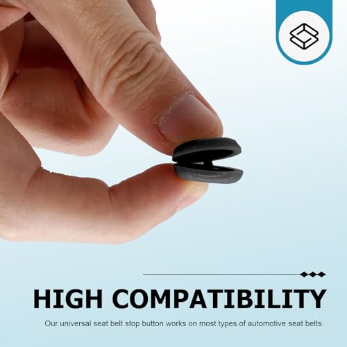 10 Sets Seat Belt Button Stop, Snap-On Seat Belt Clips, Universal Fit Plastic Seatbelt Stopper Kit, From Sliding Down, Car Accessories (Black)