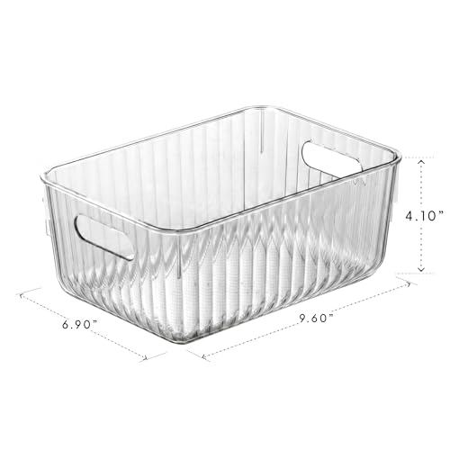 BINO | Plastic Storage Bins, Small | THE GATSBY COLLECTION | Clear Storage Bins for Organization | Pantry Organizers | Kitchen Organizer | Fridge & Freezer Organizer | Cabinet Plastic Containers - size: Small