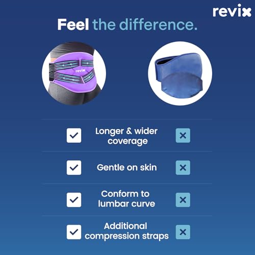 REVIX Lower Back Ice Pack Wrap with Dual Compression Straps, Purple - color: Purple