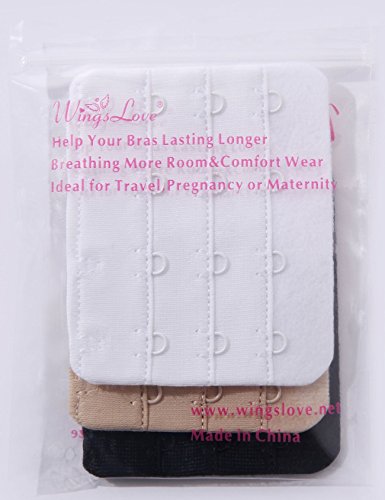 Wingslove Womens Bra Extender Bra Band Breathing room 3pcs-Pack Multi-size - color: 4 Hook 3/4 Inch