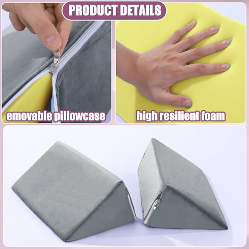 BALAPET 2 Pcs Small Wedge Pillow for Sleeping,Premium Foam Bed Pillow for Side Sleeping,Triangle Wedge Pillow for Leg Elevation,Yoga,Reduce Back Pain(Gray) - color: Gray