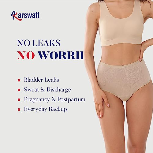 High Rise Incontinence Underwear for Women Leak Proof Panties 2 Pack - color: Beige, size: X-Large
