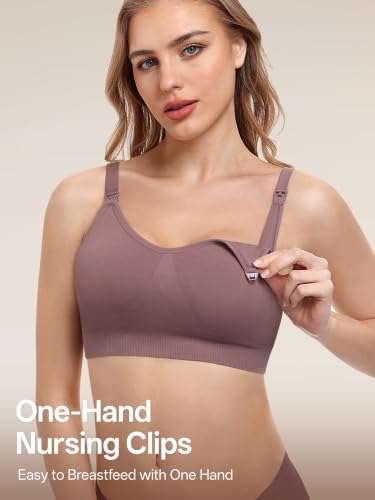 Angelhood Nursing Bras for Breastfeeding & Sleep, Seamless Maternity Bra - color: Black/Mauve/Blue, size: Small