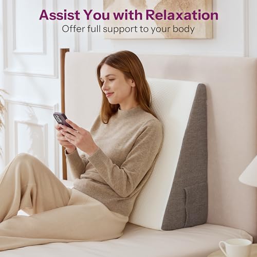 Wedge Pillow with Foam Top for Sleeping,Reading and Rest, 8 Inch Elevated Support Triangle Bed Pillow for Legs and Back Support with Washable Cover - size: 25 x 24 x 8 inches (Pack of 1)