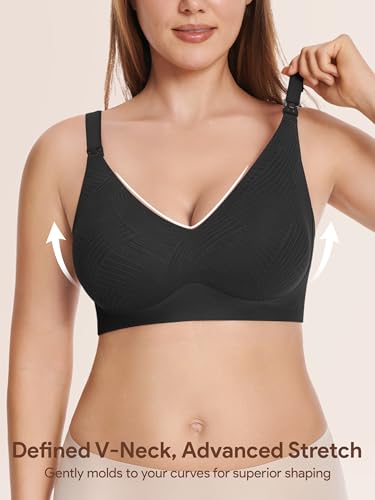 Angelhood Nursing Bras for Breastfeeding, Seamless Wireless Bra Push up - color: Multicoloured E, size: X-Large