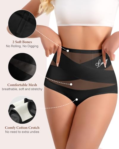 MEIYATING Women's Underwear Tummy Control High Waisted Postpartum Panties - color: Black-4p, size: Medium