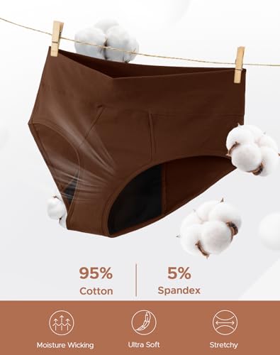 INNERSY Women's Plus Size Period Underwear High Waist Heavy Flow 3-Pack - color: Mocha, size: 3X-Large