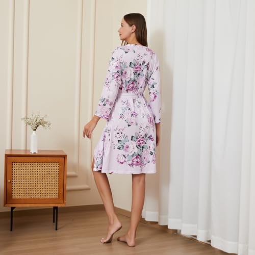 Galabloomer Maternity Robe and Receiving Blanket, Matching Mommy Labor Robe - color: Purple, size: Medium