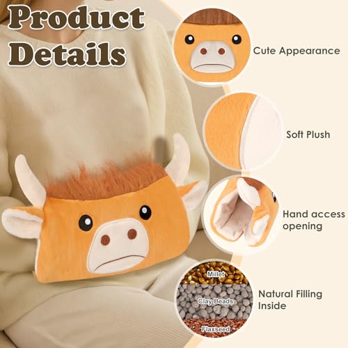 SuzziPad Highland Cow Microwavable Hand Muff for Muscle Tension & Cold Day - style: Highland cow