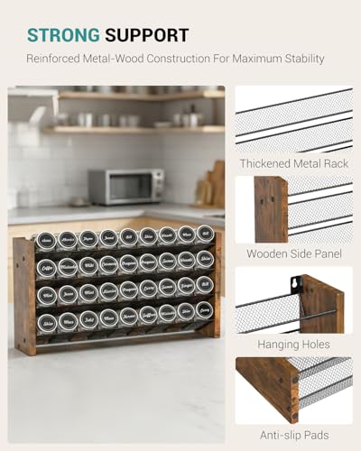 Spice Rack Organizer with 36 Glass Jars, for Cabinet Wall Mount Countertop - size: With 36 Jars, 17.2"W × 9.4"H