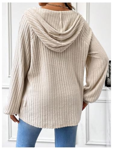 BEAUDRM Women's Maternity Half Button Sweatshirts Long Sleeve Ribbed Knit Pregnancy Shirt Spring Clothes - color: Khaki, size: Large