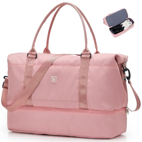 OIWAS Weekender Bags for Women, Travel Duffel Bag with Shoe Compartment - color: Pink B