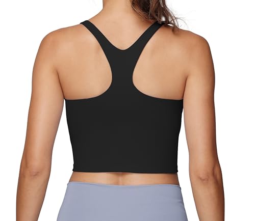 Foucome Nursing Tank Tops Racerback Longline Nursing Sports Bra - color: Black, size: X-Large