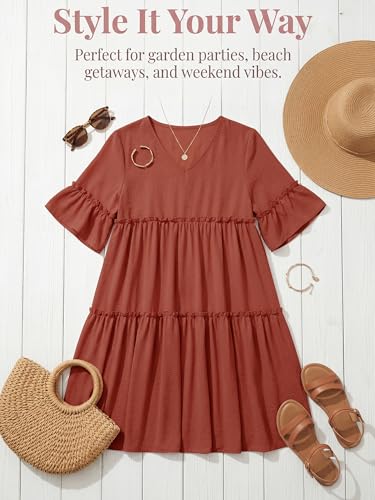 Maternity Summer Dress Sundress Babydoll Beach - color: Brown, size: XX-Large