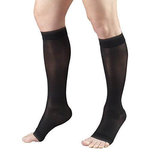 Truform Sheer Compression Stockings, 15-20 mmHg, Women's Knee High Length, Open Toe, 20 Denier, Black, Medium - color: Black, size: Medium (1 Pair)