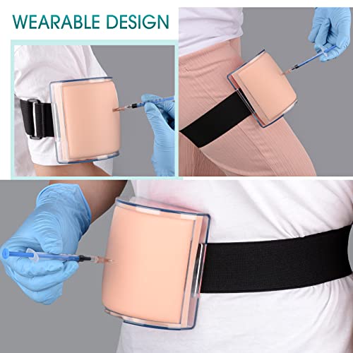 Injection Practice Pad, Wearable 3-Layer IM and SQ Trainer - color: Light Skin