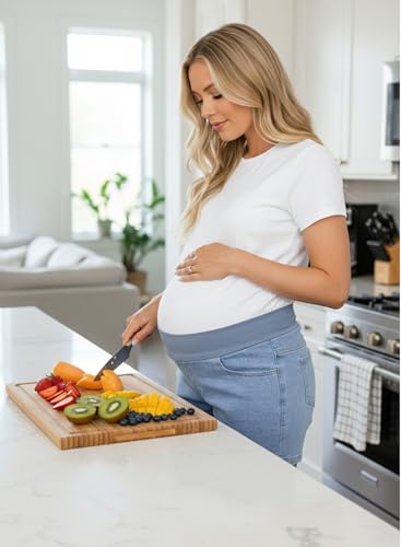 BLENCOT Maternity Jean Shorts Denim Pregnancy Classic Pockets Pregnancy - color: Beau Blue, size: X-Large