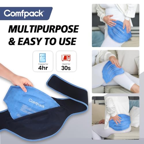 Comfpack Ice Pack for Back Pain Relief, FSA Eligible, 2 Packs Reusable Lower Back Wrap Hot Cold Therapy for Sciatic Injuries, Tailbone Pain, Lumbar Surgery, Coccyx, Herniated Disc, Gift - color: Black