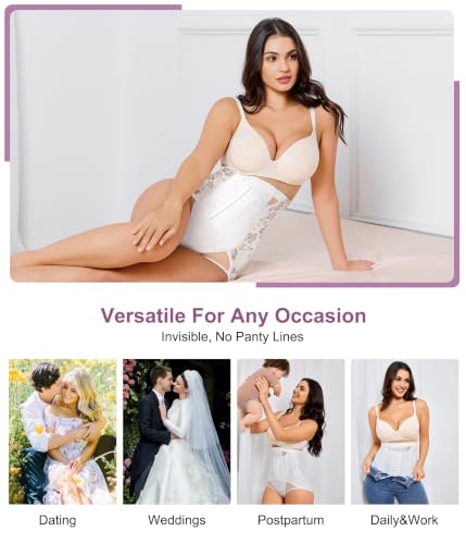 YERKOAD Tummy Control Shapewear for Women High Waist Butt Lifting Panties - color: White, size: Medium