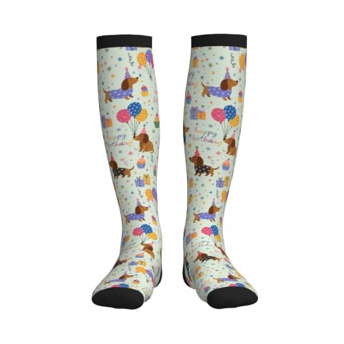 Compression Socks Women and Men 15-20mmHg-Circulation Support Socks for Athletic Running Cycling - color: Dachshund