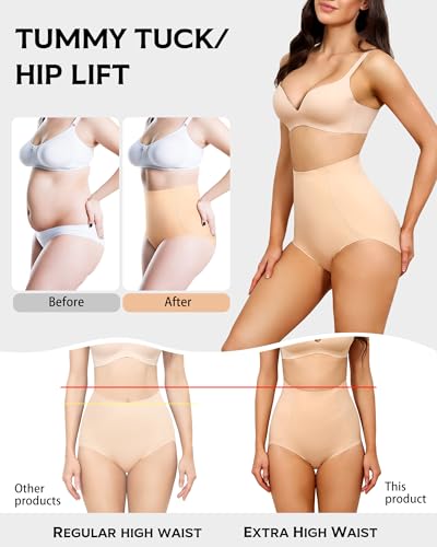 LEVAO Women's Tummy Control Underwear High Waisted Seamless Panties 4 Pack - color: Black,nude,reddish Brown,khaki, size: Small