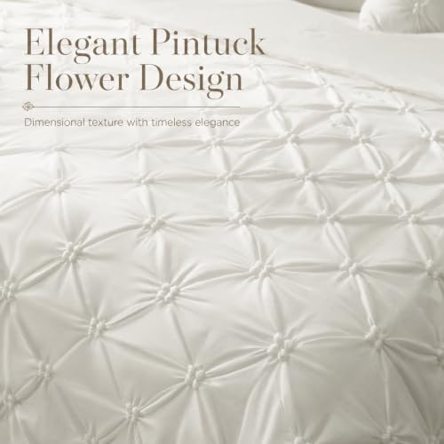 Amélie Home Elegant Pintuck Cooling Comforter Twin Size, Pearl White - color: Pearl White, size: Twin/Twin XL (68''x90'')