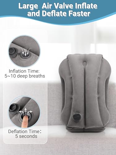 Maliton Inflatable Travel Pillow for Airplane (Dark Grey) - color: Dark Gray