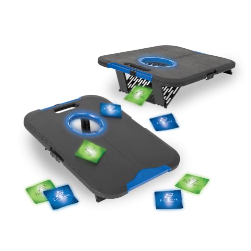 EastPoint Cornhole Set, 2 Targets, 8 Bean Bags, LED Lights, Outdoor Games - style: Light-Up Board - Black/Blue