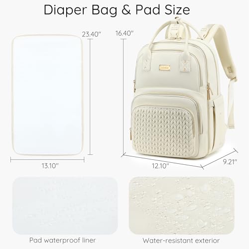 AIJIEKE Diaper Bag Backpack, Large Multi-functional Diaper Backpack, Beige - color: Beige