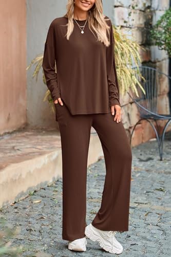 PRETTYGARDEN Matching Sets Women Clothing 2 Piece Loungewear - color: Light Coffee, size: X-Large