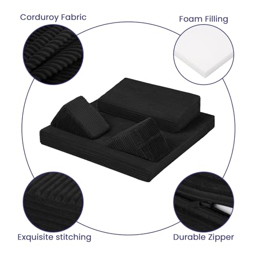 Meditation Cushion, Meditation Mat with Knee Support, Beige - color: Black, size: 24X24X2 Inch