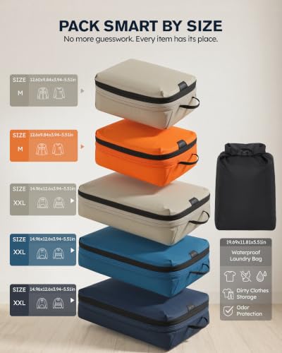 Tolaccea Travel Packing Cubes Set Compression Organizers for 28" Luggage - size: For 28" Luggage