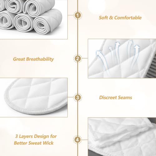 10 Pcs Cotton Bra Liners for Sweating 3 Layer Washable Sweat Liner Tummy Rash Under Boobage Sweat Pads Bras Breast Women Inserts To Absorb Breasts Absorbent Plus Size Reusable