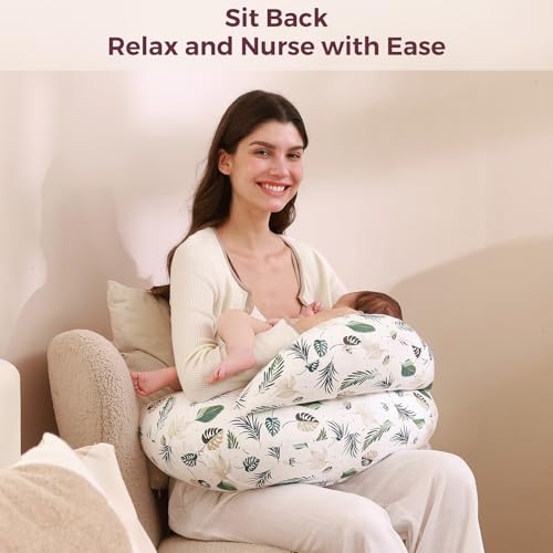 Momcozy Original Nursing Pillow for Breastfeeding - Innovative Safety Guard - color: Snug Spring
