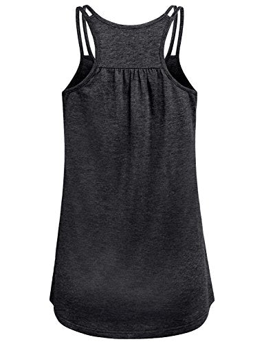 Hibelle Womens Scoop Neck Cute Racerback Yoga Workout Tank Top - color: 1# Dark Grey, size: Medium