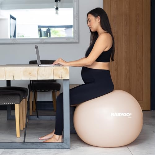 BABYGO Birthing Ball, Pregnancy & Labor, Award Winning Book - color: Nude, size: 65cm - Electric