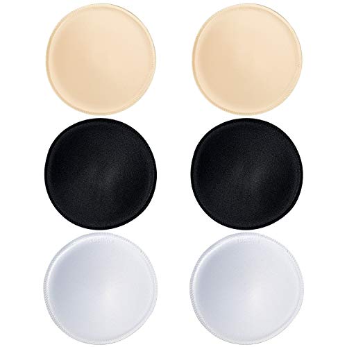 3 pairs Round Soft Bra Inserts Pads Removable Sport Bra Cups inserts Mastectomy Bra Inserts For Bikini Top Swimsuit - color: A/B White/Beige/Black