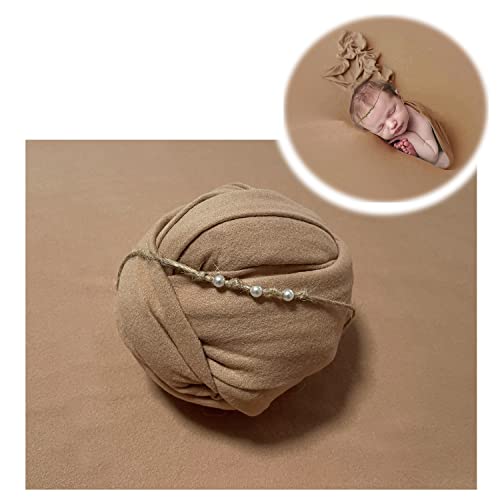 3Pcs Newborn Photography Props Baby Photoshoots Photo Posing Wraps Backdrops with Headband Stretch (Wrap + Backdrop + Headband, Light Coffee) - color: Light Coffee