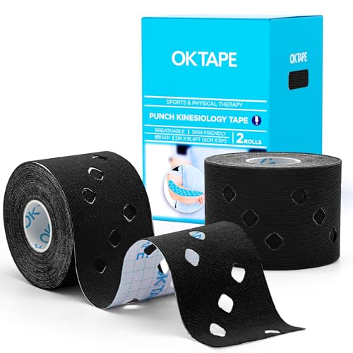 OK TAPE Perforated Kinesiology Tape for Sensitive Skin, More Breathable - color: Black