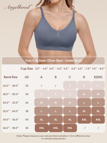Angelhood Nursing Bras for Breastfeeding & Sleep, Seamless Maternity Bra - color: Black/Mauve/Blue, size: Small