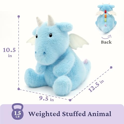 IKASA Microwavable Stuffed Animal Dragon Plush,Heating Weighted 1.5 lbs - color: Blue Dragon