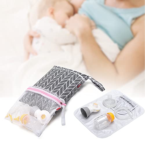 Damero Breast Pump Parts Bag, Pumping Bag with Waterproof Mat and Mesh Bag - color: Gray Arrow